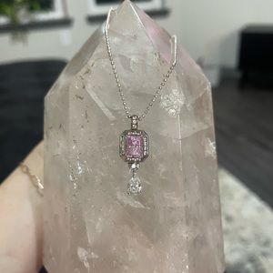Vintage 925 pink kunizite & CZ pendent